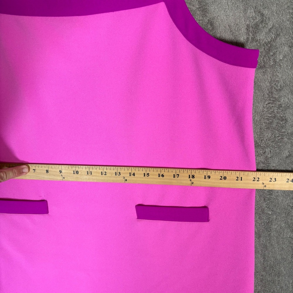 Trina Turk Pink Purple Colorblock Shift Dress Sleeveless Square Neck XL Mod - Picture 10 of 12